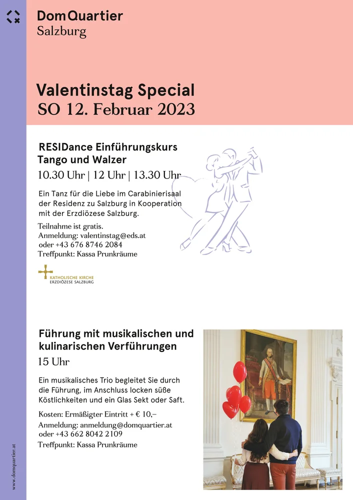 Plakat zum Valentinstag im Salzburger Domquartier